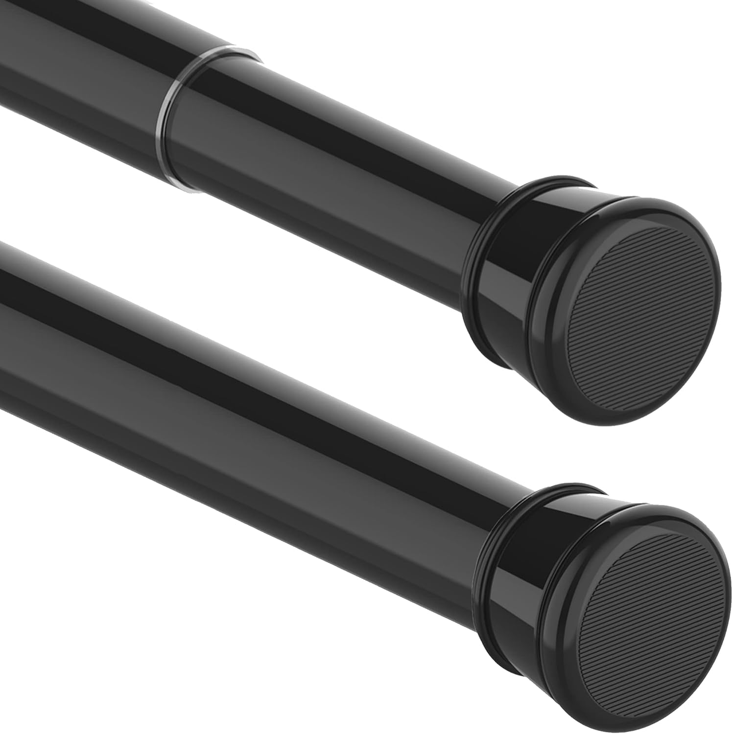 Tringle à rideau de douche, sans perçage, télescopique, pour les fenêtres, les penderies, de 83 à 160 cm, noire, de 25 mm de diamètre