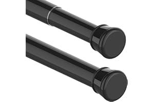 Aiitomg barra de cortina sin taladrar, telescópica, para baño, ventana, armario, 83-145 cm, negro, diámetro 25 mm