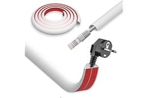 DIKARIYA Canaleta Cables Suelo Blanco, 1.5cmx3m Canaletas para Cables, PVC Pasacables Suelo, Protector de Cables para Suelo, Salva Cables Suelo Autoadhesiva para Hogar, Oficina, Escuela, Almacén