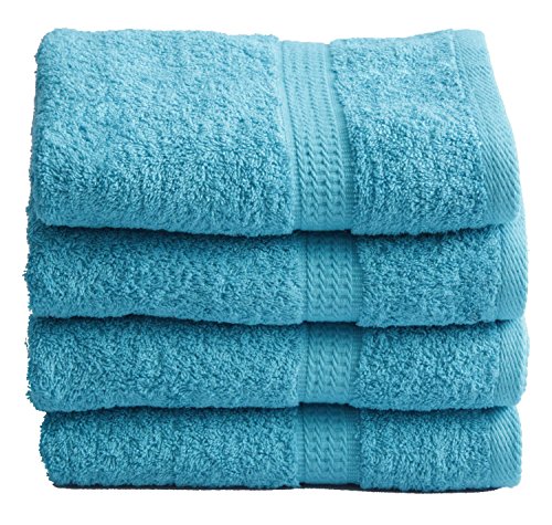 4 tlg. Handtuchset in TÜRKIS, 4x Handtuch 50x100cm 100% Baumwolle 500g/m²