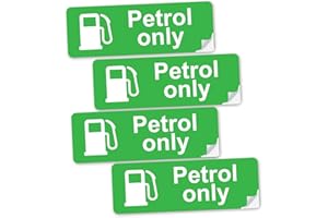 REACTIVE BRANDS SAFESIGN (4 Pack) Petrol Stickers - Self Adhesive Waterproof Diesel Sticker for Fuel Cap & Tank