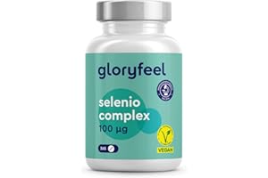 GLORYFEEL Integratore Selenio 365 Compresse Vegan (Scorta 1+Anno) 100µg Alto Dosaggio, Supporto Tiroide & Difese Immunitarie, Complesso di Selenito di Sodio e L-Selenmetionina, Testato in Laboratorio