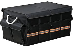 YUOCT 60cm 66L L Grande Organizador Maletero Coche Grande, Viaje Caja Almacenamiento Organizador Coche,Resistente,Plegable,Multicompartimento, Esenciales Para Coche Negro (L 23.6 x 13.8 x 11.8in)