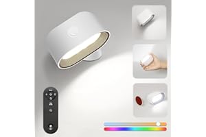 jagdag LED Indoor Wall Lamp, Rechargeable Wall Light, LED Wall Lamp with Touch & Remote Control, Battery Operated Wall Lights, 360° Rotatable Reading Light, for Bedside Lamp, Corridor, Stairs