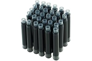 EROFA Hongdian Cartuchos de Tinta de Pluma Estilográfica, Color Negro, Paquete de 30 Cartuchos de Recarga de Tinta, 3,4 mm de Diámetro Interior