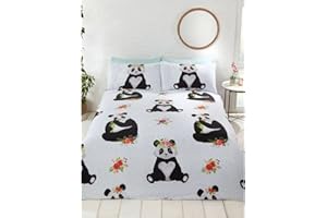 Rapport Home, Set con copripiumino imbottito con motivo con panda, multicolore, dimensione: singolo: 135 x 200 cm