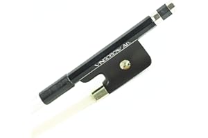 VINGOBOW Arco de contrabajo 3/4 tamaño estándar de fibra de carbono con 70 cm. Alta Densidad rana de madera de ébano y pelo de caballo de Mongolia de Premier sin blanquear