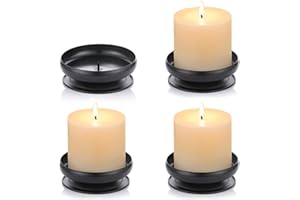 NUPTIO 4 Unids Candelabros Spike Candelabro Hierro Portavelas De Pilar, Negro, Decorativo Vela De Pilar De Hierro, 9cm Diámetro Pedestal Soporte De Vela para LED Y Velas De Cera, Conos Incienso, SPA, Bodas