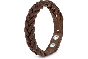Simaru Mäns flätade äkta läderarmband i vegetabiliskt läder för män, justerbar storlek