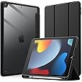 JETech Case for iPad 10.2-Inch (9th/8th/7th Generation, 2021/2020/2019) with Pencil Holder, Clear Transparent Back Shell Slim Stand Shockproof Tablet Cover, Auto Wake/Sleep (Black)