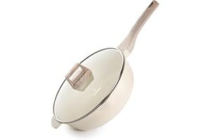 JUST PERFECTO HOUSEHOLD APPLIANCES JUST PERFECTO Poele Anti Adhesive avec couvercle - Poele Induction 28 cm - Poêle à Frire en Granit Antiadhésive - Poele Sans PFOA et sans PTFE -Sauteuse Induction avec Poignées Soft Touch