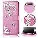 Produktbild Sycode Galaxy S7 Edge Diamant Hülle,Luxus Noble Elegant Galaxy S7 Edge Bling Funkeln 3D Diamant Strass Silber Blumen Muster Kristall Rhinestone Flip Brieftasche Hülle mit Magnetverschluß Kartensteckplätze Stilvoll Handtasche PU Leder Glänzend Flip Wallet Handyhülle Schutzhülle Klapphülle Standfunktion Case Cover für Samsung Galaxy S7 Edge-Rosa