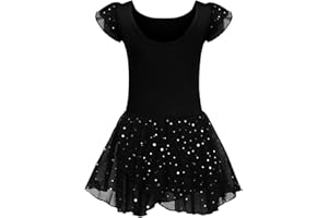 trudge Justaucorps de ballet pour fille - Manches courtes/manches longues - Coton - Justaucorps de danse avec jupe tutu