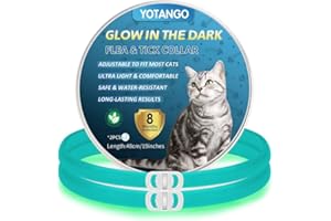 YOTANGO Collier Anti Puces pour Chat, Collier Anti Puces et Tiques pour Chats Imperméable, Réglable Collier Anti Puce Chat Lumineux - 8 Mois de Protection Naturelle pour Chat de Toutes Tailles-Bleu Clair 2Pcs