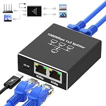 Switch Ethernet Gigabit 3 Ports - Hub RJ45 1 Vers 3, 1000 Mbps, Plug-and-play - Pour Box, PC, TV, NAS - Alimentation USB-C