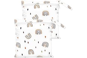 SUBTAVIK Lot de 2 Sacs étanches, Sacs réutilisables pour Maillots de Bain, Pochette Lavable avec Fermeture éclair pour Articles de bébé, vêtements, Gym et Natation (Arc-en-Ciel)