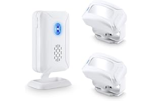 NineLeaf Infrarot Funk Durchgangsmelder, Ladenglocke, Tür Funkklingel Bewegungsmelder mit 32 Verschiedenen Melodien für Business Hotel Zuhause Weiß, 2 Sender und 1 Empfängern