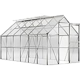 Deuba Aluminium Gewächshaus 7,2m² 380x190cm inkl. 4 Dachfenster Treibhaus Garten Frühbeet Pflanzenhaus Aufzucht 11,73m³