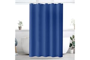 Qidordour Blue Shower Curtains Mould Proof Resistant, 180x180cm Weighted Polyester Fabric Bathroom Shower Curtain with 12 Hooks Washable, Soft Hotel Quality Waterproof Cloth Shower Liner for Wet Room