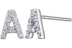 VIKI LYNN Women Girls 925 Sterling Silver Cubic Zirconia Letter Stud Earrings Tiny Size