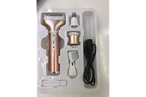 Ruiqas Afeitadora eléctrica para Mujer 4 en 1, depiladora sin Dolor, Recargable por USB con 4 Accesorios Desmontables para Bikini Trimmer/Nose Hair Trimmer/Eyebrow Shaper/Body Shaver