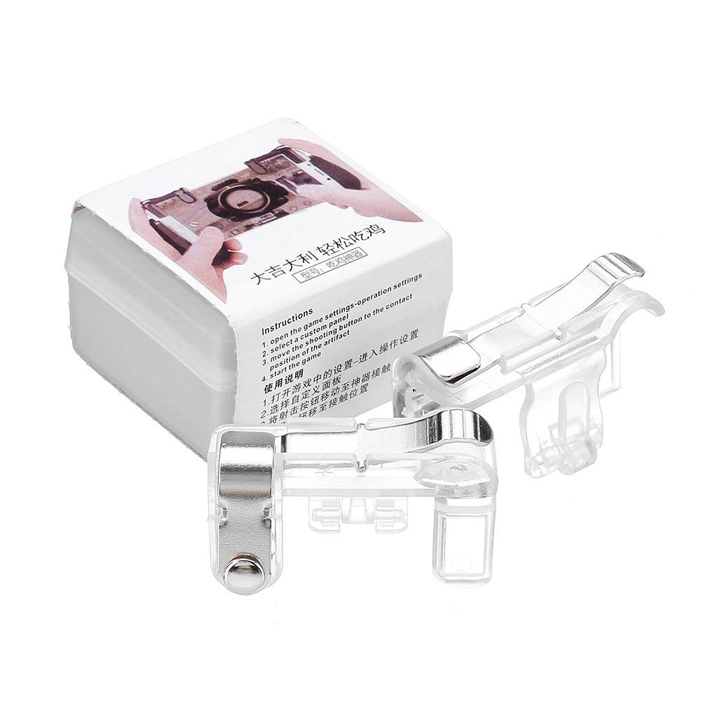 KELISS INFIBIZ Metal Triggers with Sensitive L1R1 Shoot/Aim, Compatible with PUBG/Knives Out/Rules of Survival and More, Mobile Game Controller Trigger Accessory Kit for Android, iOS (Transparent)