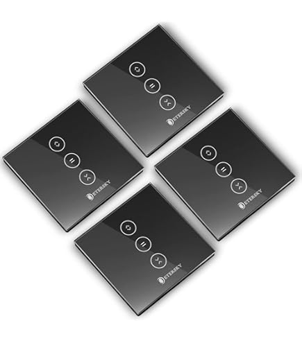 ETERSKY Rolluikschakelaar, aangesloten, wifi, compatibel met Alexa/Google Home, intelligente schakelaar, touchscreen, achtergrondverlichting, kan led- timer app-bediening, zwart 1P