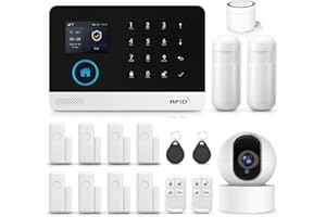 PGST Sistema de Alarma doméstica inalámbrica,17 Piezas gsm WiFi Sistema Completo de Alarma antirrobo,Sirena de Alarma con PIR, Sensor de Puerta y Ventana, Control Remoto para apartamento,Garaje, Oficina