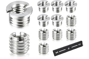 Lhbwhiz 10 stöck "1/4" till "3/8" Konvert Skruvadapter, 5 stegs förtjockningsmodeller gängadapter + 5 steglösa massiva tänder