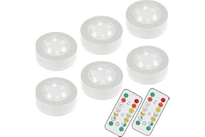 MOUJUCHI LED Cuisine Sous Meuble, 6Pcs Eclairage LED Cuisine Sous Fonctionnement à Piles avec Télécommandes Pour pour Armoire, Escaliers, Placard, Cuisine