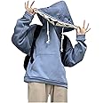 Mugoebu Women's Cute Shark Hoodie Long Sleeve Hoodie in Kawaii Animal Shark Shape Oversized Aesthetic Sweatshirts for Teenage Girls, blue, M