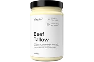 ‎VILGAIN Vilgain Rindertalg ⁠–⁠ 100% Angus Rinderfett, hoher Rauchpunkt, ideal zum Braten, Rösten und Backen, 300ml