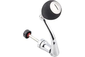 Alomejor Moulinet de Pêche Rotatif en Métal Poignée de Puissance Poignée de Manivelle Moulinet Bouton Pliant Pièces de Réparation Noir pour Moulinet de Pêche