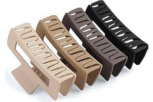 Ello Large Claw Clips - Large Claw Clip for Thick Hair - Hair Clips for Women and Girls - Non-Slip Strong Jaw Matte Claw Clips 4.3 Inch (11 cm) Rectangle - Pack of 4