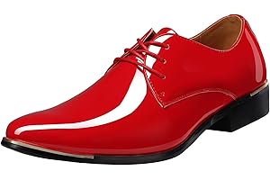 zpllsbratos Derby Chaussures de Ville à Lacets Cuir Vernis Homme Oxford Bout Pointu Business Mariage 38-48
