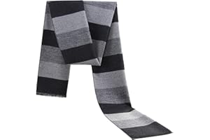 Werownsgso Herren-Schal, Kaschmirimitat, Schwarz Grau, Gestreift, Warm, Vielseitig, Winter, Mode, Geschenk