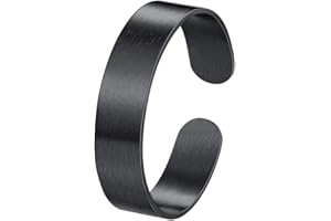 PROSTEEL Anillos Abiertos Ajustable, Anillos Cepillados, 5/10/17mm Ancho, Grabados Personalizables, Incluye Caja de Regalo