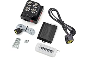 CNRAQR Universal Air Ride Suspension Manifold Solenoid Valve 1/4 NPT 12V Air Ride Suspension Manifold Bag Controller Valve Pneumatic Shock Absorber With Control Box and Remote(0-200psi)