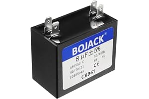 BOJACK CBB61 Kondensator 8uF 450V AC Polipropylen Podwójny wkład 47x23x41mm do wentylatora sufitowego do generatora, pompy wodnej i silnika