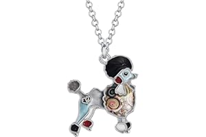 WEVENI Halskette mit Anhänger aus Emaille-Legierung, eleganter Pudel-Anhänger, Tier-Schmuck für Frauen und Mädchen, Zink, Ohne Edelstein