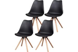 GrandCA HOME Silla Comedor Pack 4,Modernas Sillas Nordicas Escandinavo para Comedor,Salón,Cocina,Oficina (Pack 4, Negro)