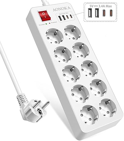 As - Schwabe - Regleta De Enchufes Triple, Negra Con Protección De Contacto Aumentada 13912