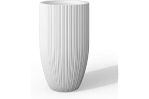 Kante Planter, Concrete, Textured White, 24" Tall