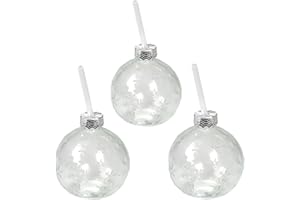 Seaside No.64 - Bicchieri a forma di Natale con cannuccia per decorazione e bevande preferite – Contenitori con cannuccia come elemento accattivante sulla tua lavagna (set da 3, palline di fiocco di