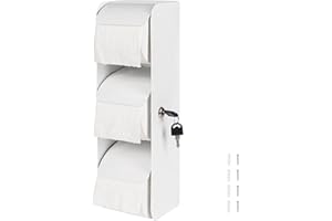 Desyeryamimi Commercial Toilet Paper Holder Toilet Tissue Dispenser with Lock- 3 Roll Stainless Steel Toilet Paper Dispenser Wall Mount- Double Roll Toilet Tissue Holder for Bathroom/Restroom（White）