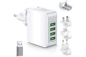 BEIZKNA Adattatore Universale da Viaggio con 4 USB, Presa Universale da Viaggio 22W, Adattatore USA Italia Inghilterra Germania America Australia Tailandia, Adattatore Presa Internazionale da Viaggio