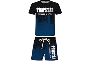 YiJee Tuta Trapstar Uomo, Maglietta Trapstar Corta - Maglietta e Pantaloncini con Logo Stampato Trapstar - 2 Pezzi Tuta Trapstar T Shirt - Set Tuta da Jogging Estiva - Unisex