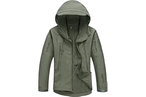 Kelmon Uomo Tattico Softshell Giacca Multifunzionale Outdoor Camouflage Militare Pile Fodera Impermeabile Antivento Calda Cappuccio Cappotto
