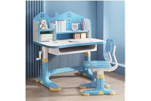 SINBINTA Kinder-Schreibtisch- und Stuhl-Set, höhenverstellbar, Kinderstudiertisch mit Schublade, Bücherregal, Kindersitztisch für Jungen, Mädchen, Schule, Zuhause, Arbeitszimmer (Raketenblau)
