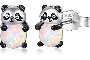 Suoye Panda/Eulen/Koala Ohrringe Silber 925 Mädchen Tier-Ohrringe Opal Ohrringe